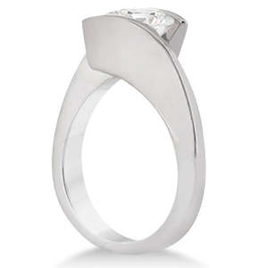 Conjunto de Joyería Fina de Plata 925, Anillo de Compromiso y Alianza con Diamante Moissanita Engastado con Tensión, Conjunto Nupcial - Product Image 5