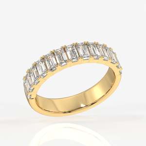 14k Gold Band Wedding <b>Ring</b> with <b>Emerald</b> Cut Moissanite Diamond Elegant and Stylish Moissanite <b>Rings</b> - Product Image 2
