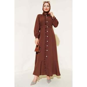 Vestido Volantes Marrón Patrón Regular TR Origen 165cm - Product Image 2