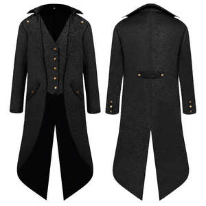 Unisex Gothic Steampunk Tailcoat Long Coat <b>Medieval</b> Halloween Magician <b>Costume</b> Frock Blazer Vintage Stage Show Cosplay Jacket - Product Image 1