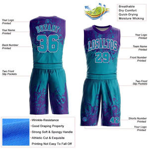 Uniforme de Baloncesto Personalizado al por Mayor de Alta Calidad con Diseño Impreso, 100% Poliéster, Transpirable y de Secado Rápido - Product Image 3