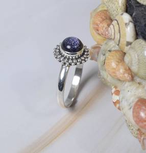 High Quality 925 <b>Sterling</b> <b>Silver</b> Brilliant Shape Bezel <b>Set</b> <b>Ring</b> Blue Natural Sunstone Gemstone Classic Elegant Wedding Party - Product Image 2