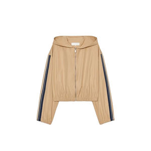 Vente en gros de crop top à capuche d'hiver personnalisé pour femmes, sexy, col rond, sans manches, surpiqûres contrastées, respirant, 100% coton molletonné - Product Image 1