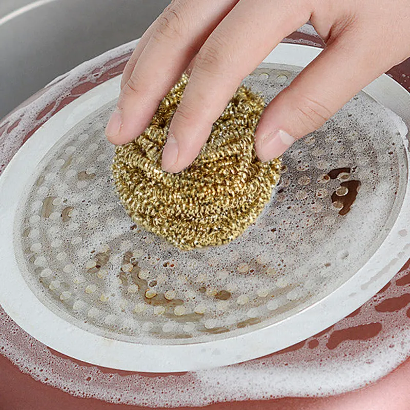 Gold color pot cleaner cleaning sponge kitchen scrubbing spiral cleaning brush stainless steel pot scraper