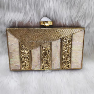 Design unique de meilleure qualité, pochette en nacre incrustée, sac à main de créateur pour mariage, pochette en laiton pour mariage artisanal - Product Image 1