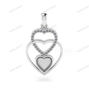 2025 superventas conjunto de bisel 8x8mm Triple corazón diseño circón en blanco encanto colgante mujeres plateado plata esterlina joyería hallazgos - Product Image 1