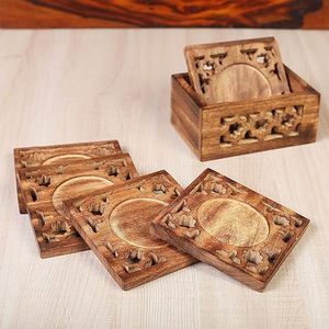 Posavasos de nogal Posavasos de madera de lujo con marca personalizada para negocios en Low Coast Por HF CRAFTS - Product Image 2