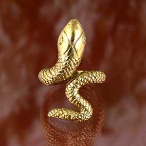 18k <b>Gold</b> Plated Snake <b>Ring</b> Brass Gothic Textured Serpent Snake Wholesale <b>Ring</b> For Women - Product Image 5