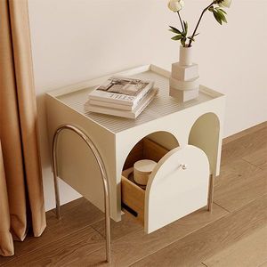 Modern White <b>Aesthetic</b> Wood Nightstand with Drawers for <b>Bedroom</b> Storage Home Furniture - Product Image 1