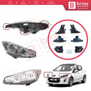 Ensemble de supports de réparation de phares BHL512+BHL513, côté gauche et droit, pour 308 MK1 HB SW CC RCZ 408 T7 6212E3 6212E4 - Product Image 6