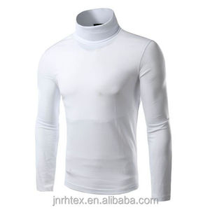 Nouveaux T-shirts basiques à col roulé en coton à manches longues coupe ajustée pour hommes T-shirt en gros pour hommes - Product Image 4