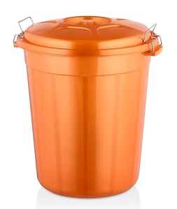 ถังขยะพลาสติกสีส้ม50L ทันสมัยดีไซน์รังผึ้งใช้ในร่ม/กลางแจ้งภาชนะ PP แบบเหนี่ยวนำสำหรับบ้านสำนักงานภาชนะรีไซเคิล