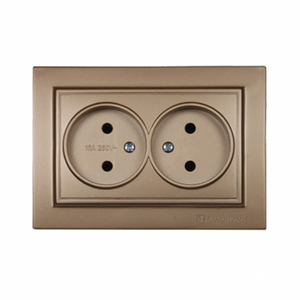 Prise de courant électrique à double paroi de luxe en or 16A 220V sans mise à la terre prise encastrée Standard EU UK en plastique ABS cuivre - Product Image 1