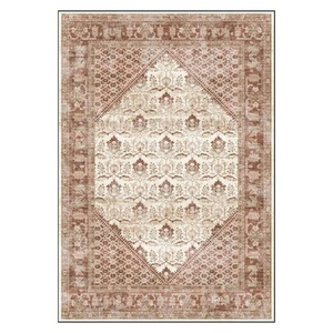 RUGS DEPOT LXDP-0057 Wholesale Terracotta Gold Vintage Oriental Digital Printed Machine Washable Chenille Area Rug Non <b>Slip</b> - Product Image 1