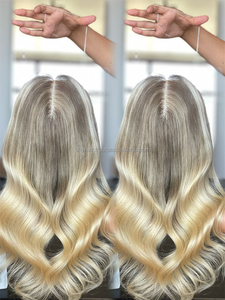 Peluca Mini de Encaje Completo SHY 2024, Cabello Remy 8*8, Color Rubio Ceniza con Reflejos, Ondulado, para Mujer - Product Image 6