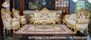 Juego de Sofás Clásico Dorado de 7 Plazas para Sala de Estar, Juego de Sofás de Lujo para Sala de Estar, Muebles de Sala de Estar de Estilo Persa - Product Image 2