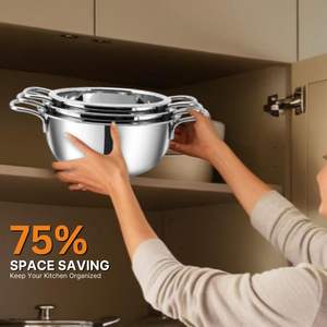 Stainless Steel Serving Bowl <b>Set</b>-3 <b>Pc</b> 0.84L,1.3L,1.5LMixing,Curry & Dining Bowls Food Grade Steel - Product Image 2