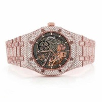 Montre Homme Royal en Moissanite et Quartz VVS Couleur D Entièrement Sertie Haut de Gamme Tendance Nouveau Fermoir Déployant Acier Inoxydable Style Hip-Hop