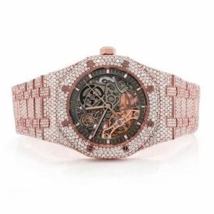 Reloj de Hombre Ecológico con Esfera de Acero Inoxidable de 40 mm en Oro Rosa con Incrustaciones de Diamantes VVS1, Movimiento de Cuarzo y Correa de 20 mm - Product Image 5