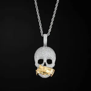 Pendentif pour homme personnalisé, mode, bling bling, serti de diamants CZ, alliage plaqué or - Product Image 1