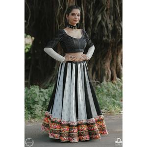 NAVRATRI SPECIAL Gamthi Work Digital Printed Lehengas Choli Dupatta Black White Pakistanais Ethnic Dress Made Silk fancy Real - Product Image 2