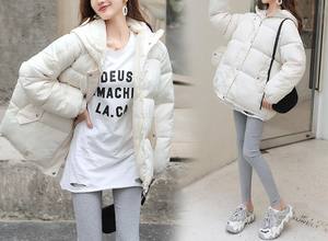 Chaqueta acolchada con capucha morada suelta para mujer, estilo corto, cálida, informal, a la moda, ecológica, impermeable, crudo, para clima frío, largo invierno - Product Image 6