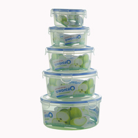 Rangement et organisation à domicile, 5 contenants ronds en plastique PP pour la préparation des repas, qualité alimentaire, sans BPA, couvercles hermétiques, capacité de 1 à 3 L