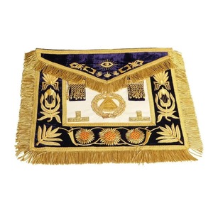 Masonic Regalia Gifts Grand Master Delantal de piel de cordero con coronas Collar de cadena y juego de puños Metal - Product Image 4