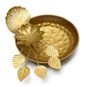 Hammered Metal Brass Polished Urli Diwali Pooja Accessories Metal Urli with Diya from Manufacturing Hub - Product Image 3