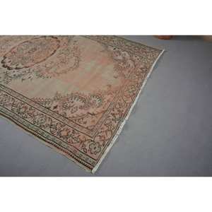 Vintage Turkish Rug 6'1\" X 9' ft Pink Beige Flat Weave Large Area for Living Room Decor Patchwork Design Wool Material Latex - Product Image 5