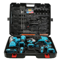 Kit d'outils électriques sans fil 5 en 1 OEM de haute qualité, 21V, avec perceuse, clé à chocs, meuleuse, marteau, scie, 2 batteries 1,5Ah, chargeur et boîte