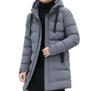 Veste matelassée personnalisée pour hommes Manteau d'hiver long à capuche Poches zippées High Street Style Plain Dyed Fabricant direct d'usine - Product Image 1