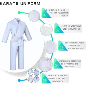 Traje de Karate ligero y transpirable de ajuste personalizado con cinturón elástico al por mayor para entrenamiento y lucha de Karate - Product Image 3