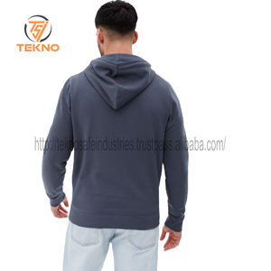 เสื้อฮู้ดผ้าคอตตอนสำหรับผู้ชายปรับแต่งได้เสื้อฮู้ดผ้าฟลีซแบบสวมหัวกันหนาวลายพื้น100% - Product Image 3