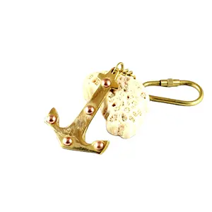 Mini latón antiguo imitación Europa barco náutico ancla llavero anillo titular con bucle para mosquetones para promociones - Product Image 1