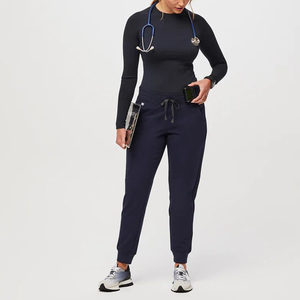 Uniforme Médico de Punto con Cuello Mao Personalizado, Uniforme de Enfermera Clásico para Mujer, Pantalones Jogger, Conjuntos de Uniformes de Hospital - Product Image 5