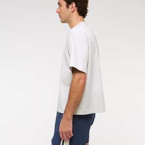 T-shirt décontracté 100% coton pour hommes, coupe large, coupe ajustée, épaules tombantes, streetwear OEM de haute qualité, logo personnalisé, t-shirt uni - Product Image 5