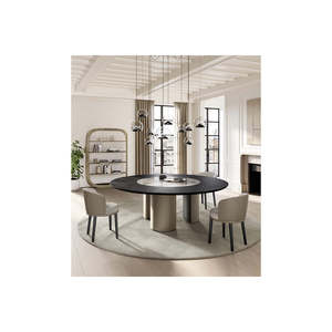 PLAI Minimalist <b>Round</b> Dining <b>Table</b> Ceramic <b>Top</b> King Size Extendable Design Stable Assembled Made Sintered Stone Set Available - Product Image 2