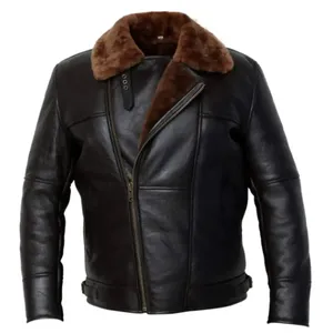 Men B3 Bomber <b>Sheepskin</b> Leather <b>Jacket</b> - Product Image 2