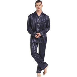 Ropa de dormir para hombre al por mayor, camisas de manga corta con pantalones, ropa de descanso clásica, conjunto de pijama de algodón para hombre - Product Image 5