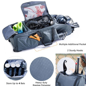 Équipement de baseball à roulettes de qualité supérieure Sac à roulettes Construction durable et roues lisses Sac polochon à roulettes de baseball - Product Image 4