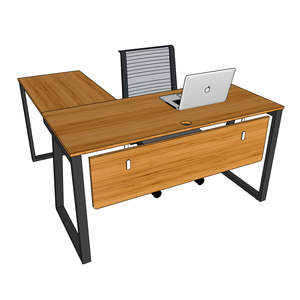 BFTB2008 TrapezBamboo II L-Shaped <b>Desk</b> 140x140cm <b>Simple</b> Design Style Foldable Portable with Assembled Iron Legs Drawer Storage - Product Image 4