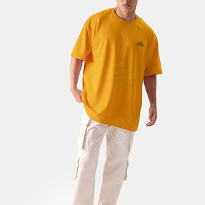 La mejor ropa de verano, camisetas de gimnasio de gran tamaño para hombres, hechas en fábrica, de punto de secado rápido, 220 gramos, hombro caído, estampado de patrón sólido - Product Image 2