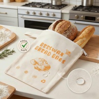 Op maat gemaakte tassen voor zelfgebakken brood, van canvas, linnen en bijenwas, met rits, houden brood langer vers, makkelijk schoon te maken, waterdicht, met aangepast logo.