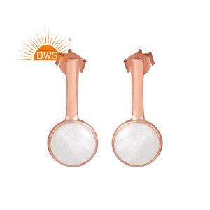 Main 925 Sterling Argent Rond Arc-En-Pierre de Lune Ensemble Rose Or Plaqué Balancent Boucles D'oreilles - Product Image 1