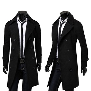 Moda nuevo invierno impermeable Reversible abrigos largos para hombre Casual lana cuello redondo abrigo de lana de negocios - Product Image 3