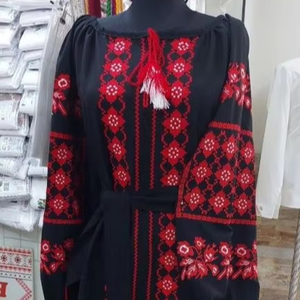 Vestidos ucranianos de diseñador de alta moda para mujer, ropa de fiesta de manga larga bordada, vestido bordado hecho a mano hasta el suelo - Product Image 1