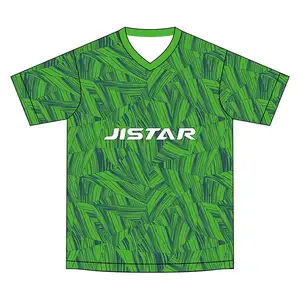 JISTAR T-shirt à rayures style jersey de haute qualité streetwear 160gms sublimation vert imprimé t-shirts pour hommes