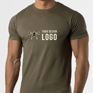 Camisas transpirables de compresión de secado rápido para hombre, ropa elástica de manga corta para entrenamiento físico, logotipo personalizable, 100% algodón - Product Image 1