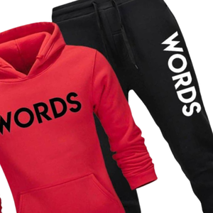 Ensemble de survêtement rouge et noir imprimé pour homme, sweat-shirt à capuche et pantalon de survêtement, logo personnalisé, polaire, vêtements de sport d'hiver, fournisseur en gros, style de gym - Product Image 5